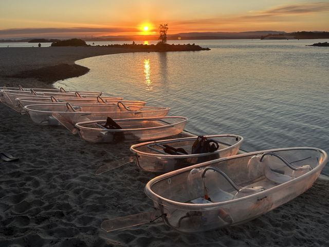 Showtime Kayaking Tours about to push off at sunset