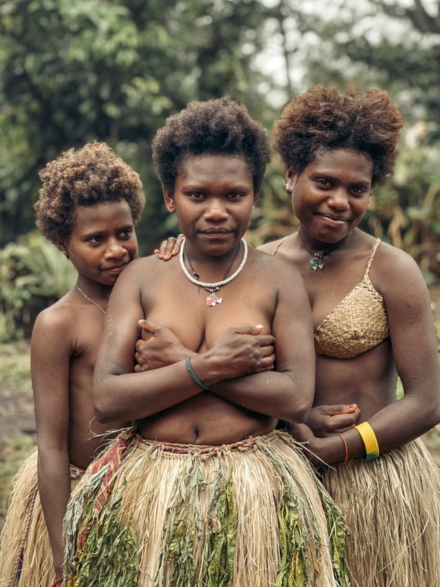 Three women of the Yakel tribe in Tanna, Vanuatu