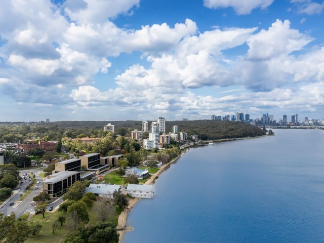 an aerial view of Swan River, Perth