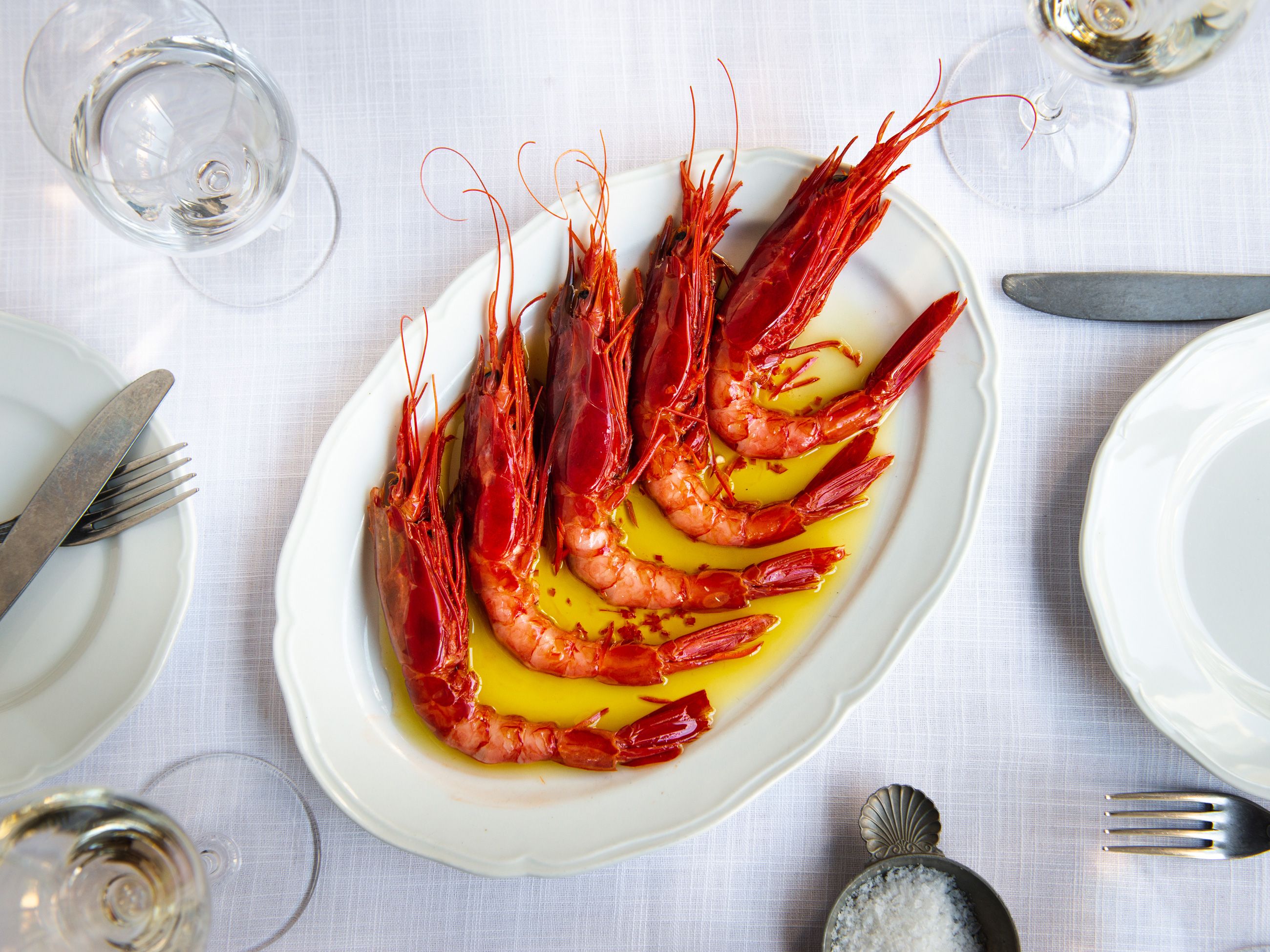 a plate of prawns at Gimlet at Cavendish House