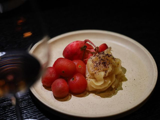 a plated fine-dining dish at Flint, Melbourne
