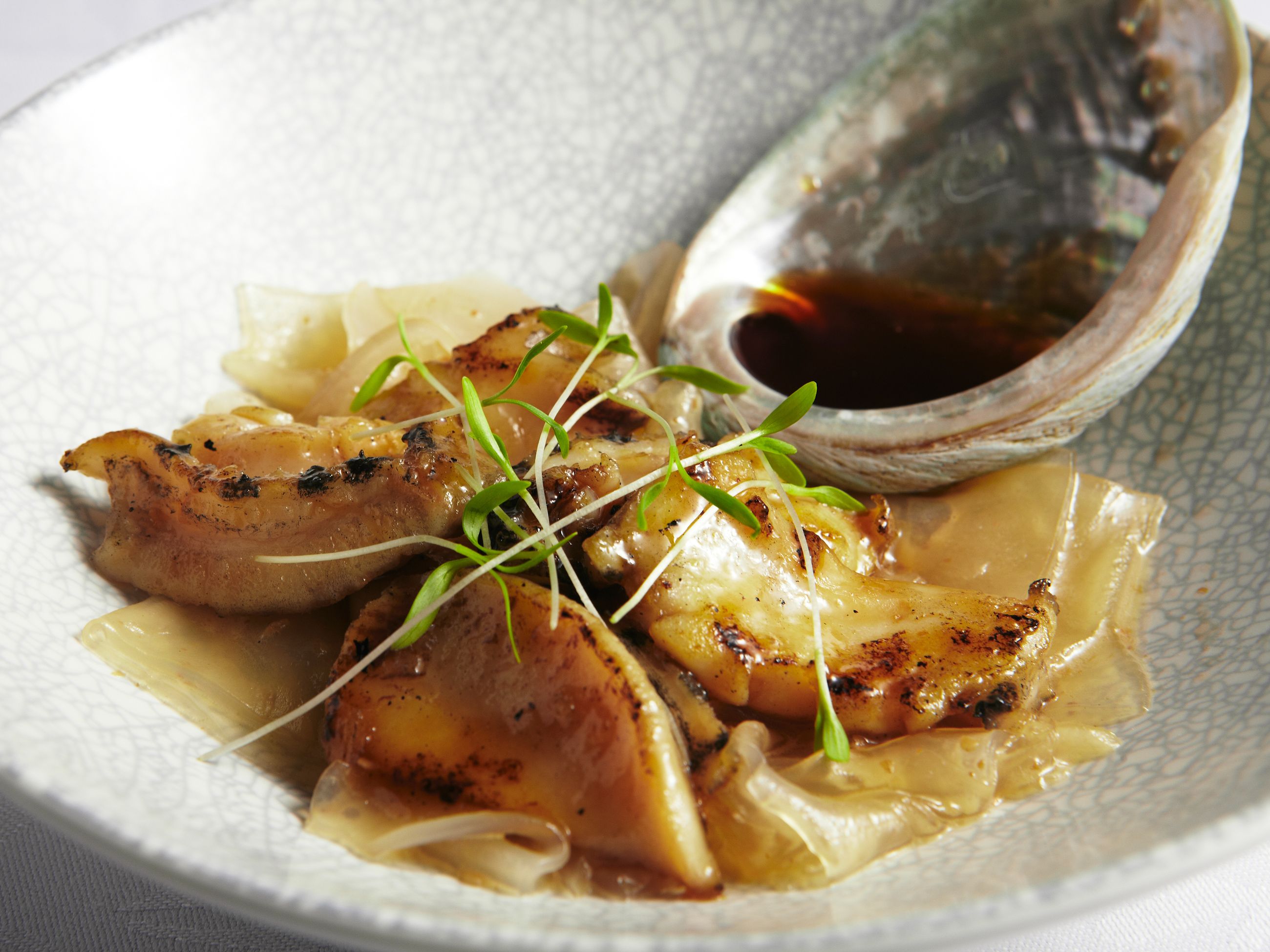 Jade Tiger Abalone with Crystal Noodles at Flower Drum, Melbourne
