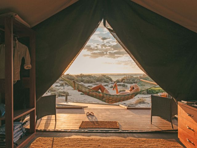 an eco-luxury safari tent at Sal Salis Ningaloo Reef