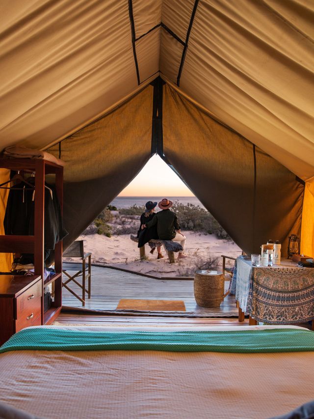 an eco-luxury safari tent at Sal Salis Ningaloo Reef
