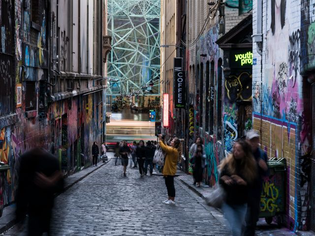 Hosier Lane covered in graffiti, Melbourne