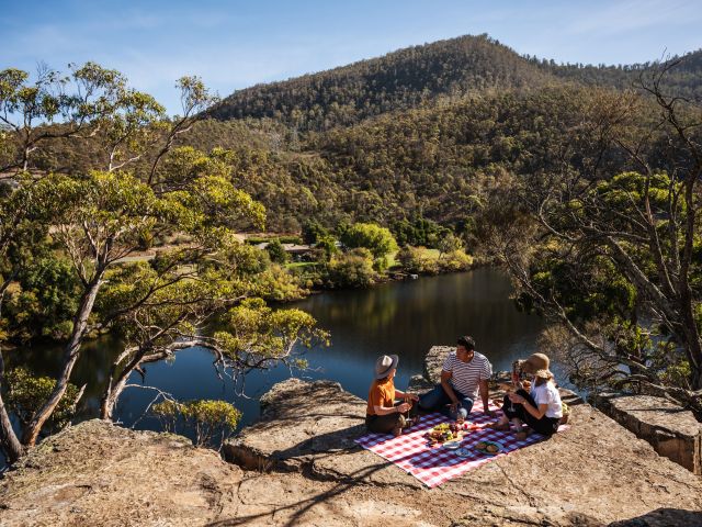 a group having a picnic during the Tasmanian Autumn Festival, New Norfolk