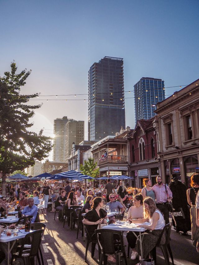 Festival-goers enjoying Adelaide Fringe in SA