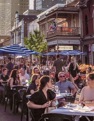 Festival-goers enjoying Adelaide Fringe in SA