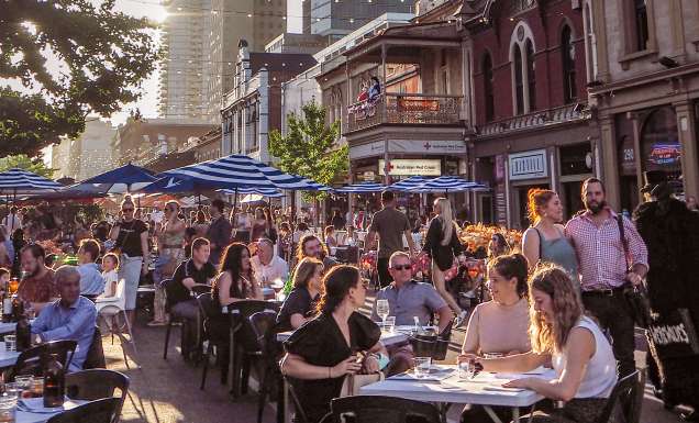 Festival-goers enjoying Adelaide Fringe in SA