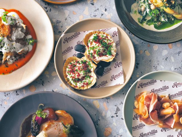 table full of food at Amarilla restaurant terrigal
