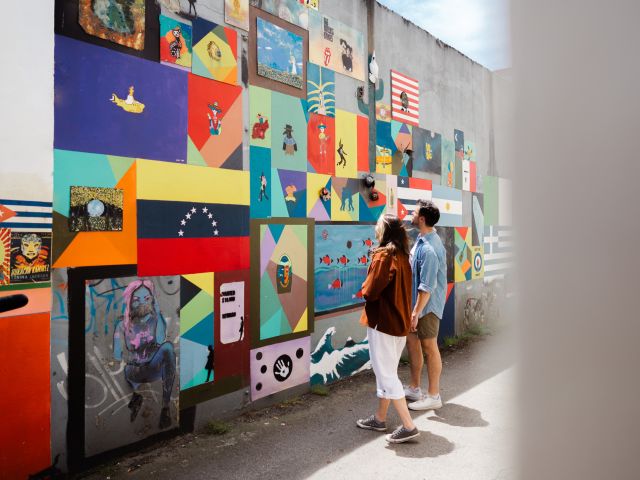 a laneway filled with artworks in Ballarat