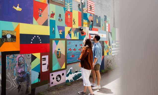a laneway filled with artworks in Ballarat