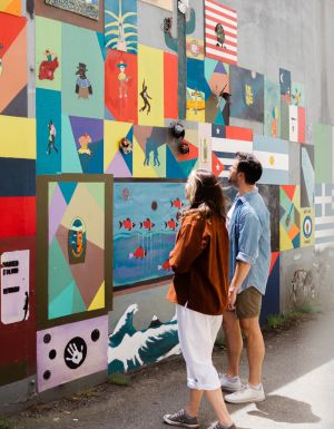 a laneway filled with artworks in Ballarat