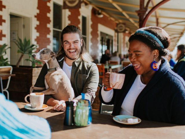 two people drinking coffee at Bean Station albury wodonga