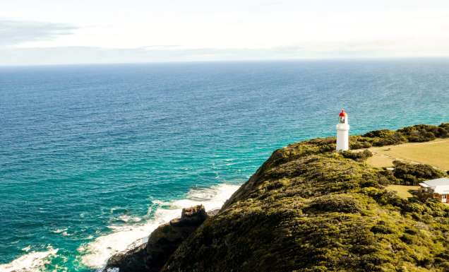 an aerial view of Cape Schanck Lighthouse