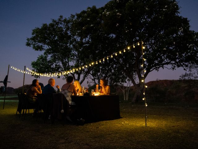 an al fresco Cliffside Dinner, Lake Argyle