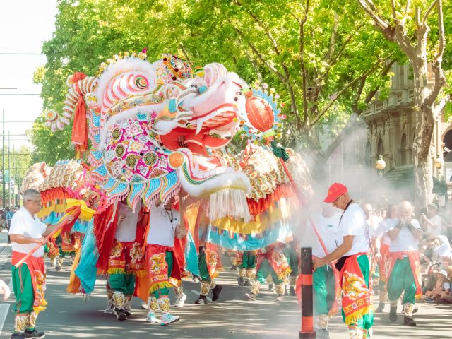 Chinese dragon Dai Gum Loong dance at The Bendigo Easter Festival