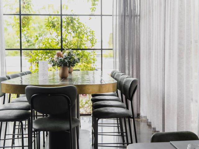 the dining room at Woolstore Restaurant & Bar
