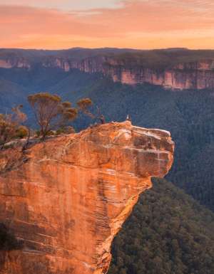 Sunset views of Hanging Rock in the Blue Mountains NSW