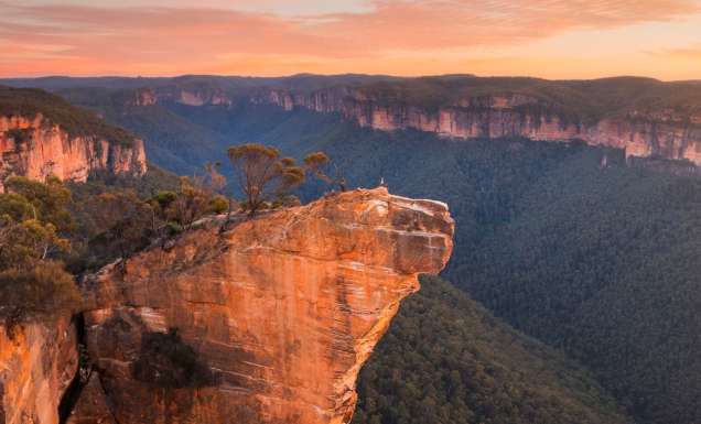 Sunset views of Hanging Rock in the Blue Mountains NSW