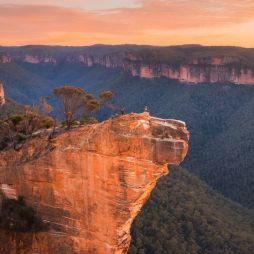 Sunset views of Hanging Rock in the Blue Mountains NSW