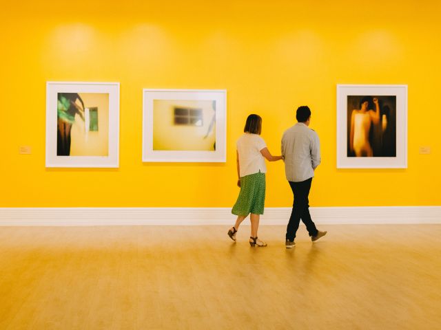 couple admiring the art at Murray Art Gallery