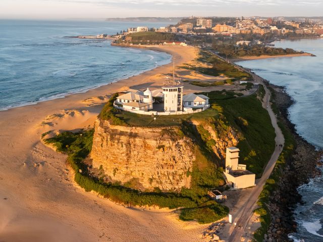 aerial of Nobbys beach in newcastle nsw