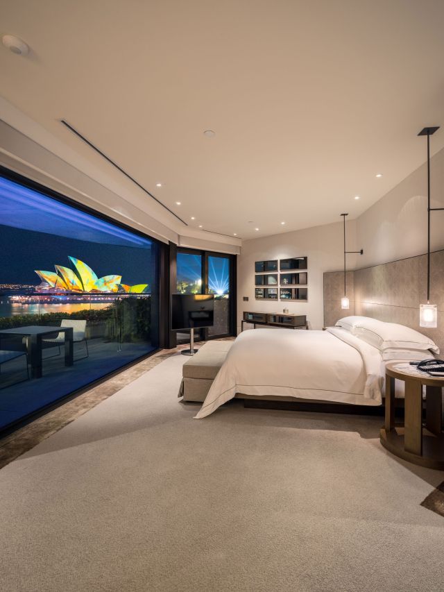 Interior of Park Hyatt Sydney with Opera House views during Vivid