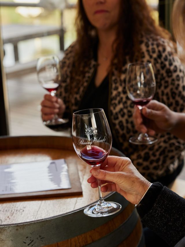 wine tasting at PassingClouds Winery, Macedon Ranges