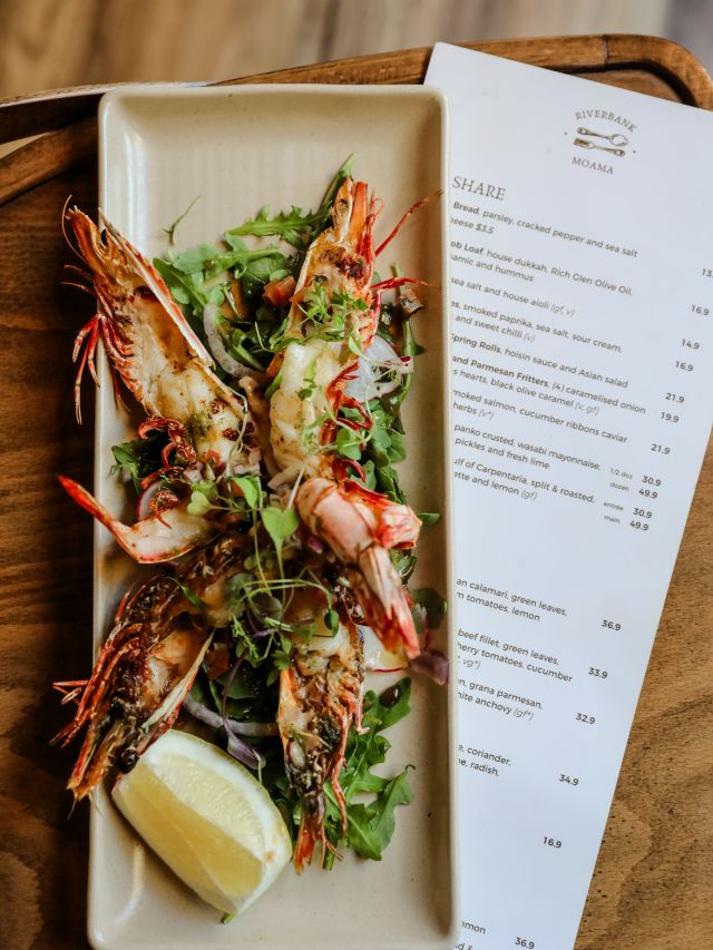 seafood plate at Riverbank Moama, Murray River