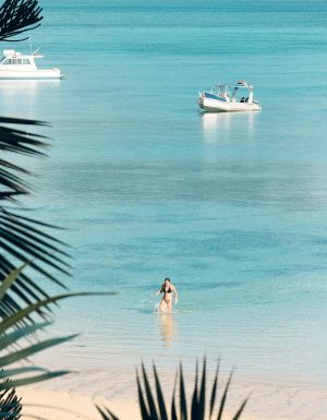 Swimmers on the beach at Lord Howe Island