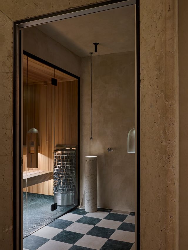 A day spa with chequered flooring.