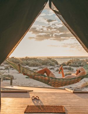 an eco-luxury safari tent at Sal Salis Ningaloo Reef