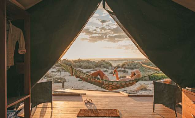 an eco-luxury safari tent at Sal Salis Ningaloo Reef
