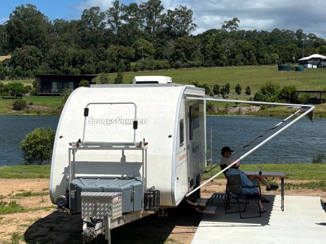 A caravan at Sixty6 Acres