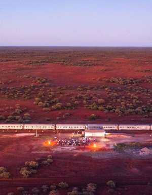 The Ghan dining in the desert in the SA