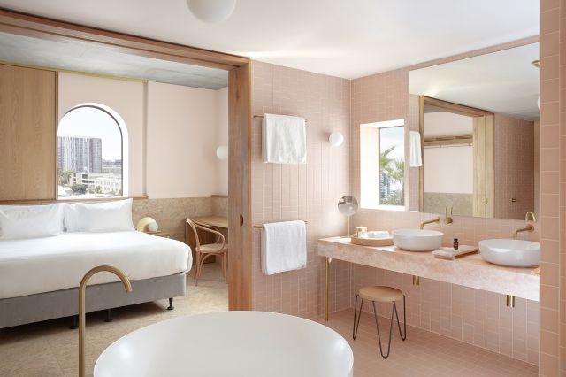 bedroom at Calile Hotel Brisbane
