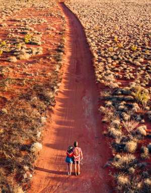 Couple on trail near Uluru