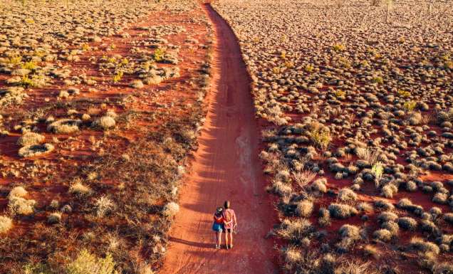 Couple on trail near Uluru