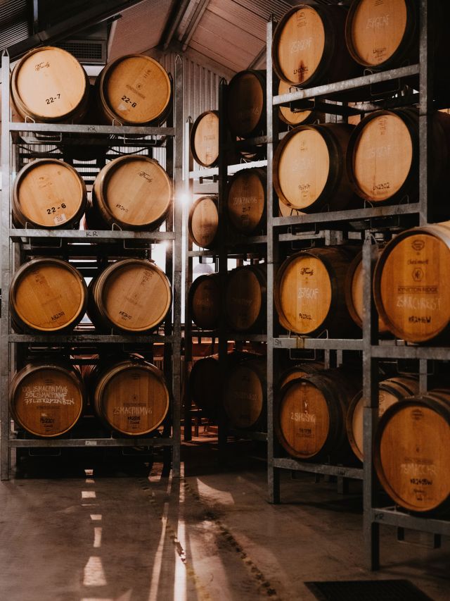 liquid gold barrels at Kyneton Ridge Estate Winery