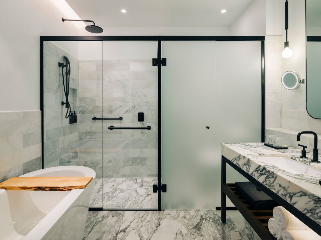 Marble bathroom in The Tasman, Hobart