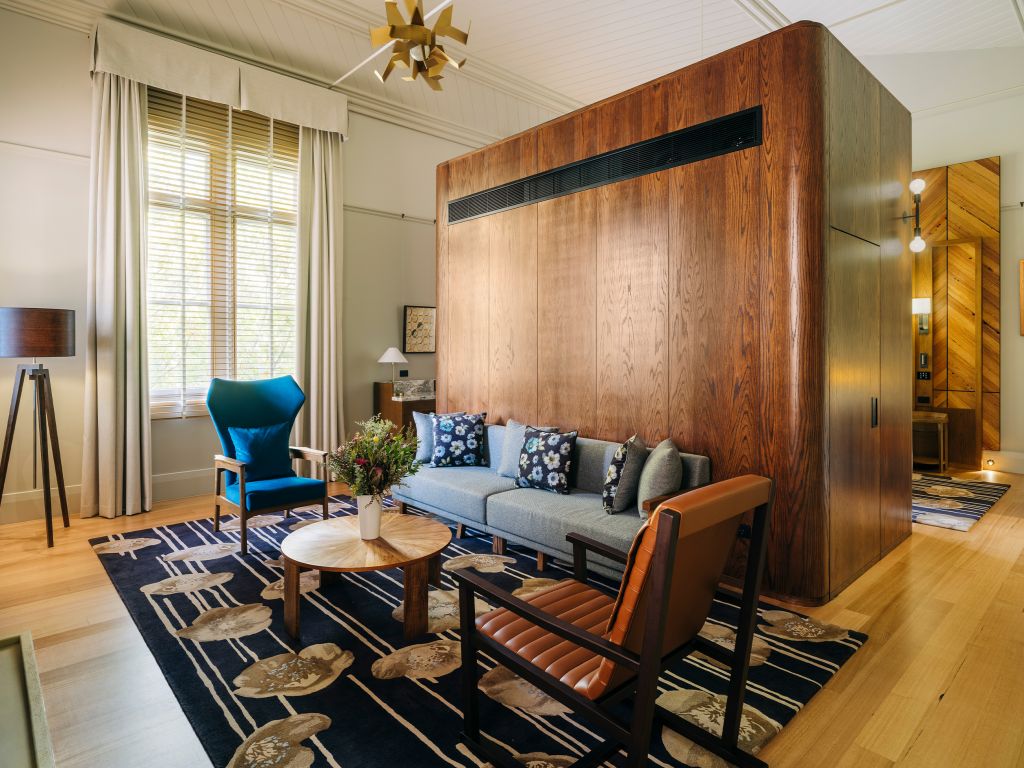 Davids Park Suite living area at The Tasman, Hobart