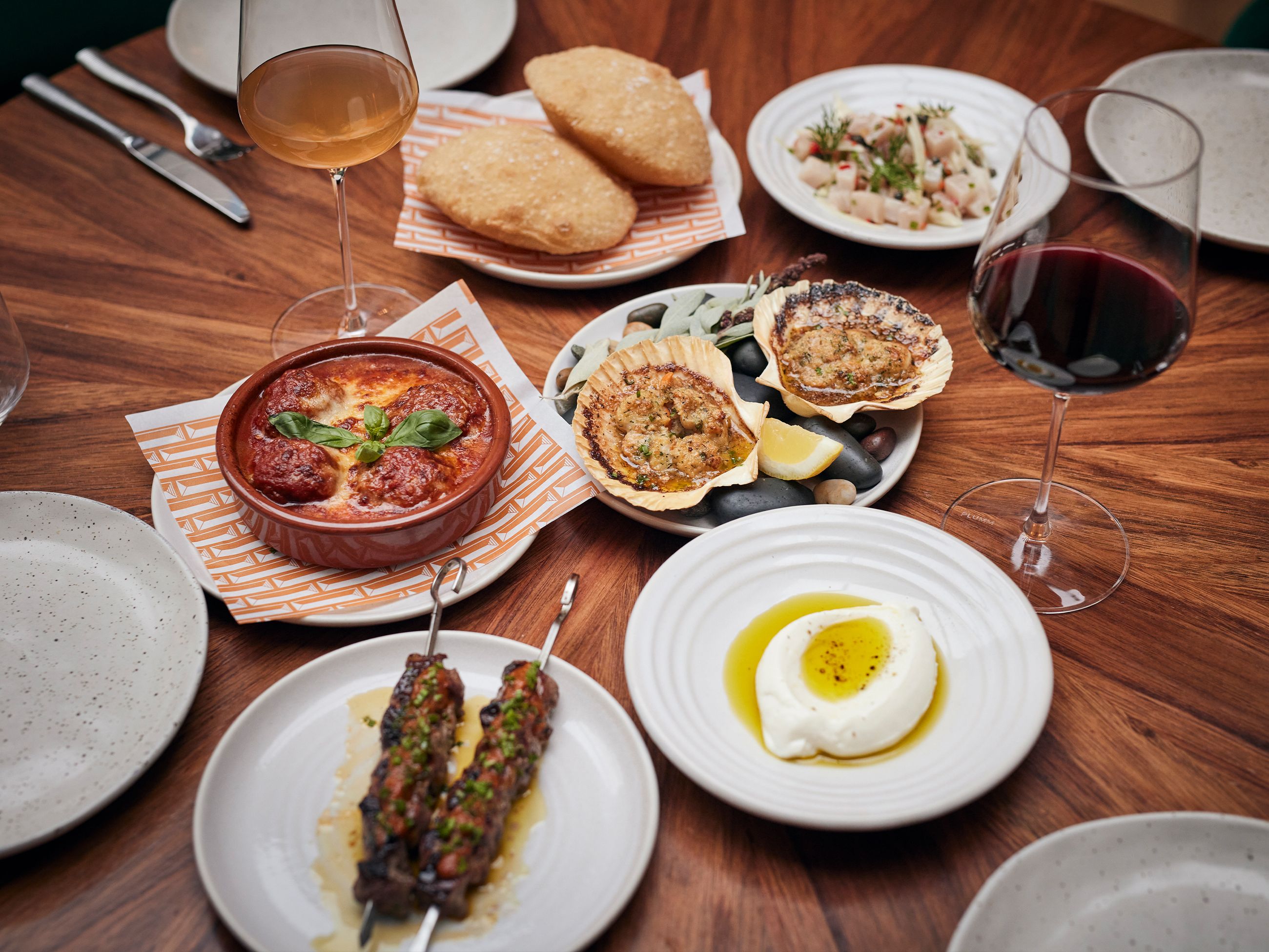 Plates of food at Peppina restaurant at The Tasman