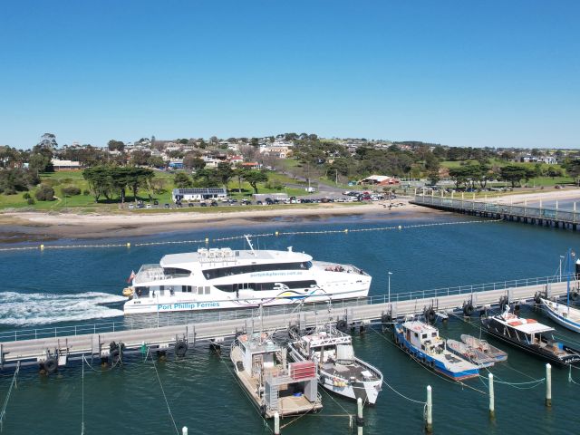 Port Phillip Ferries catamaran at the Portarlington Pier 