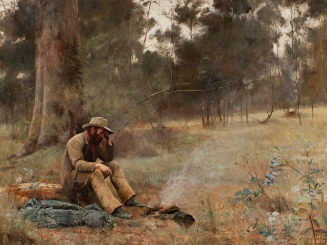 Frederick McCubbin Down on his luck 1889. Oil on canvas, 114.5 x 152.5 cm. The State Art Collection, The Art Gallery of Western Australia. Purchased 1896. (Image: Bo Wong)