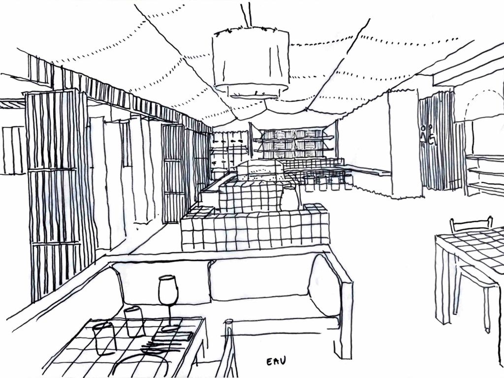 The Belongil Bistro interior illustration in Byron Bay