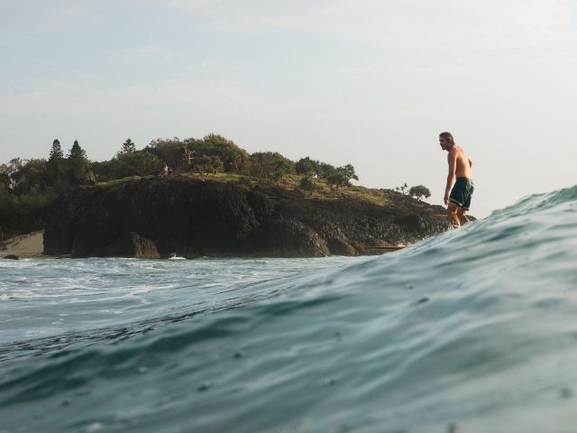 surfer at fingal heads the tweed