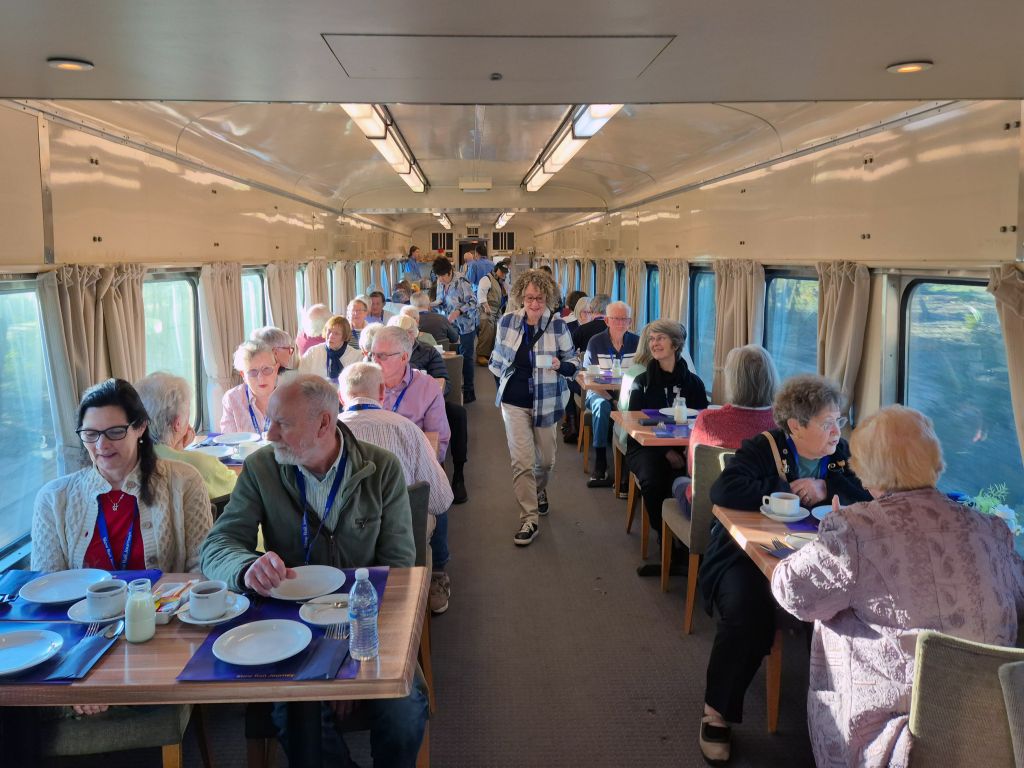 Guests onboard the Grainlander enjoy the Dining Car