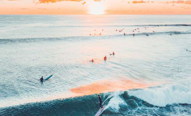 surfing on the Gold Coast