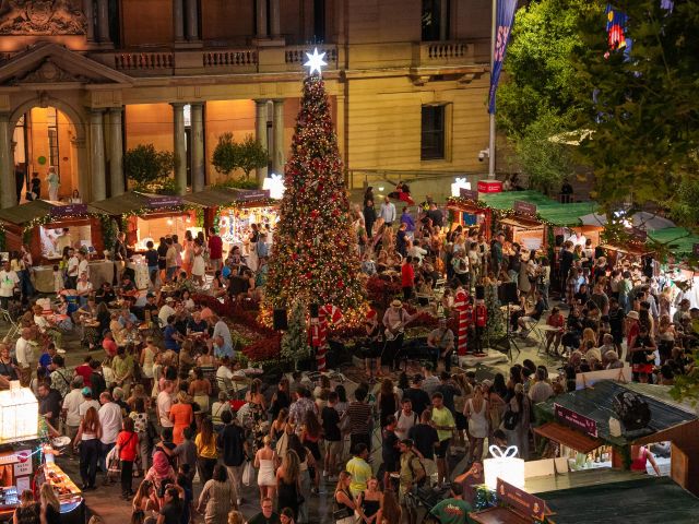 aerial of Jolly Christmas Markets sydney